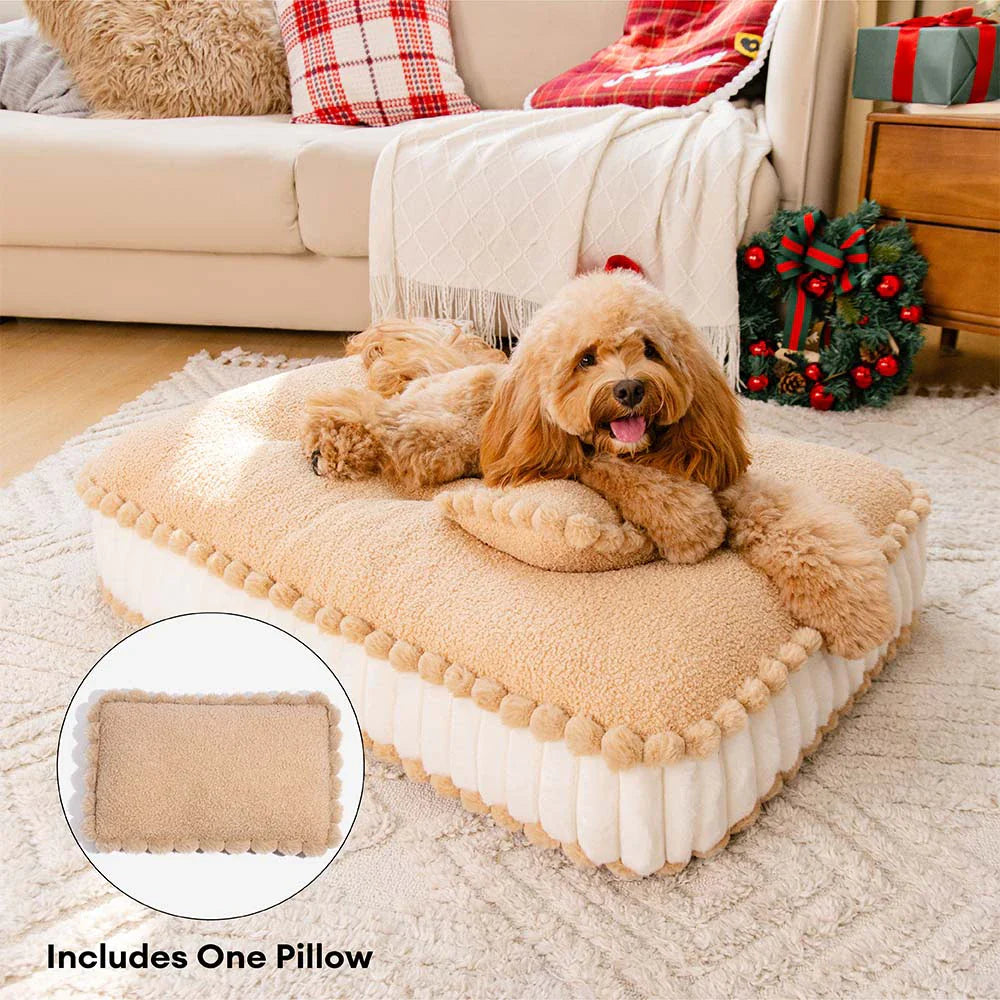 Letto ortopedico per cani ispirato ai biscotti in peluche confortevole con cuscino – SweetNap