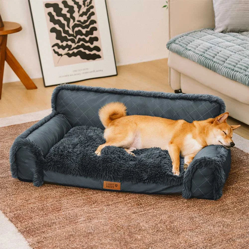 Luxe Faux Leather＆Plush Removable Sponge Orthopedic Dog Bed - WarmRest