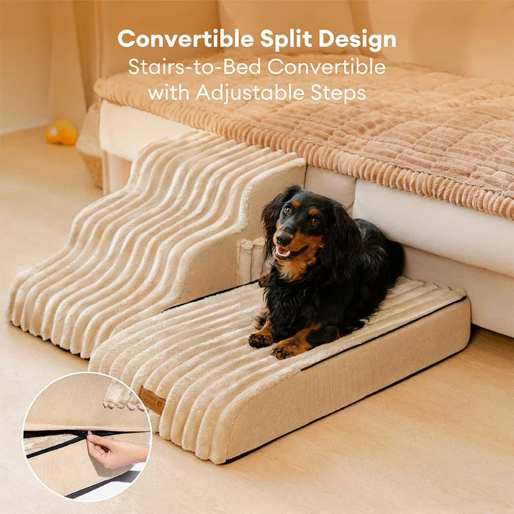 CreamyRamp Scala e Letto per Animali 2-in-1 in Morbido Plush Rimovibile