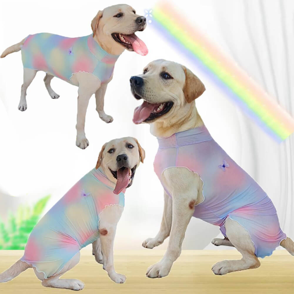 Pet Dog Clothes Rainbow Tie-Dye Cooling Breathable Elastic Mesh Sun Protection Vest