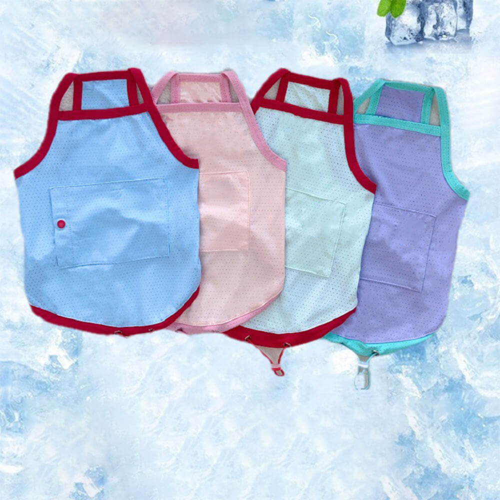 Pet dog clothes contrast color matching can put ice pack to cool down the sun protection tank top