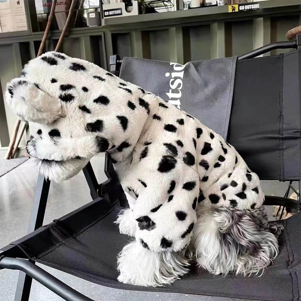 Felpa con cappuccio per cani con stampa dalmata - Abbigliamento invernale accogliente e adorabile