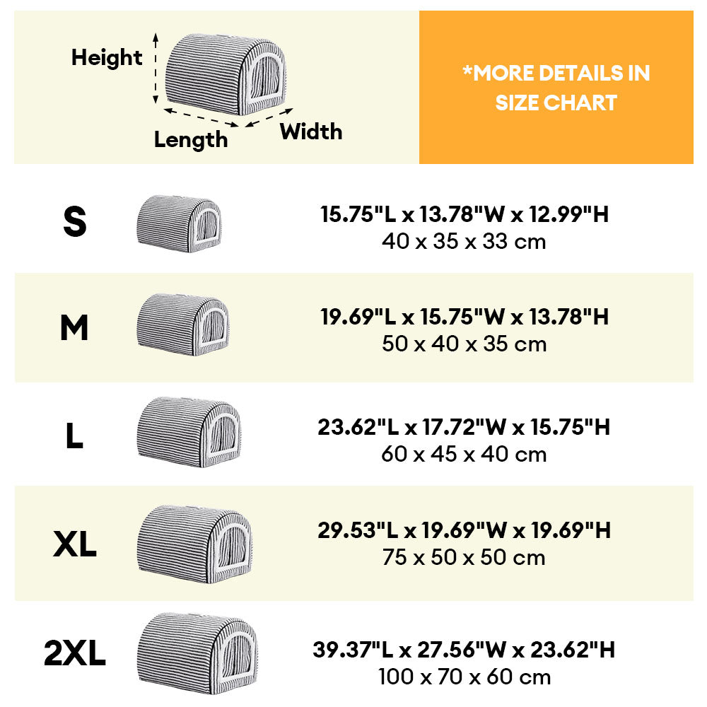 Cave per gatti e cani calda e profonda in stile a strisce