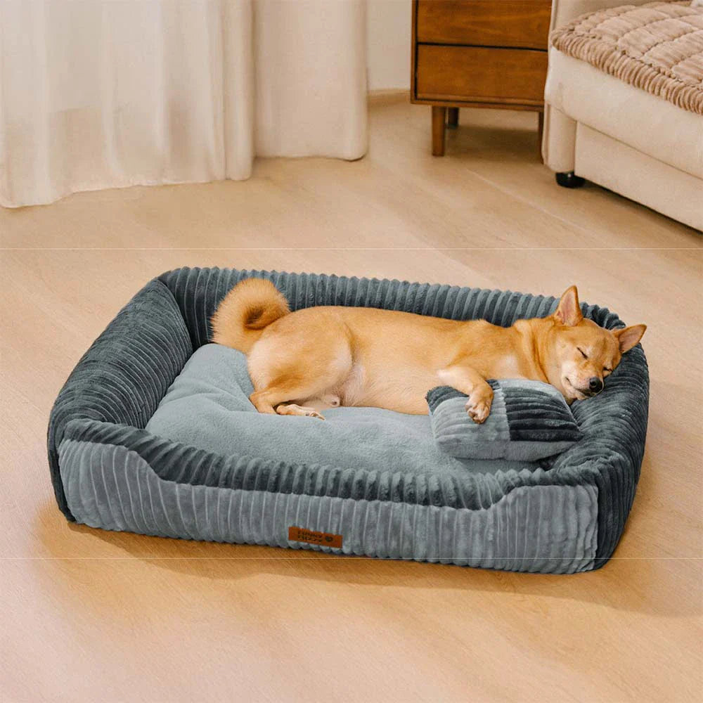 Letto per cani in flanella a blocchi di colore vintage con cuscino rimovibile – CozyRest
