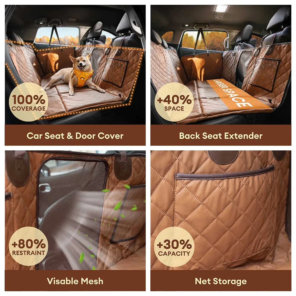 Copertura per sedile da auto per cani in finta pelle premium resistente all'acqua - RideProtector