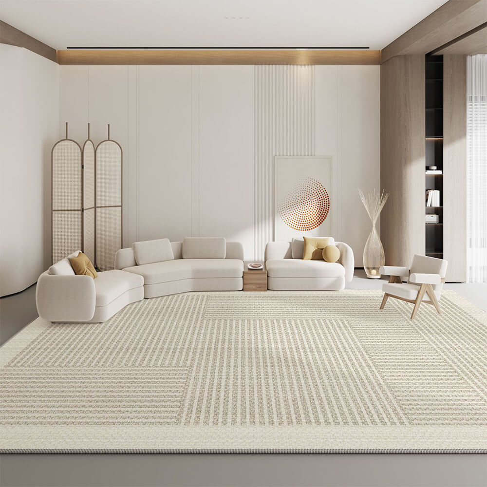 Tappeto in cashmere minimalista moderno a strisce cremoso