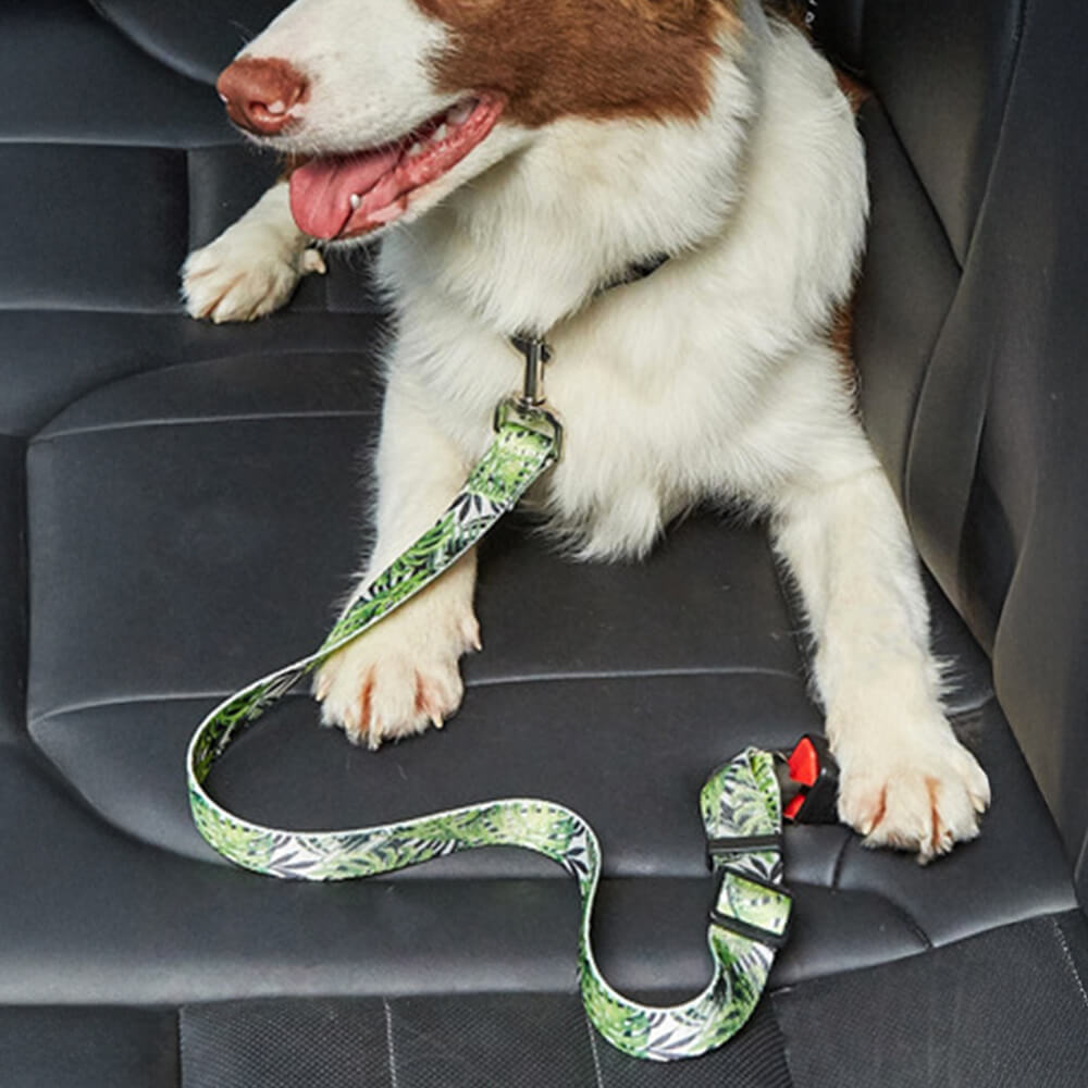 Guinzaglio per cane in nylon stampato regolabile con cintura di sicurezza per animali domestici auto