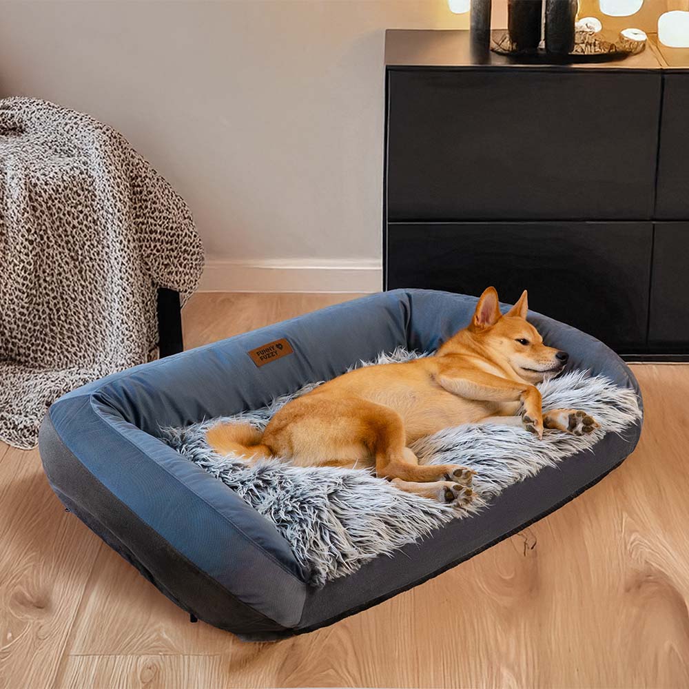 Grande letto per cani tipo divano, lavabile, soffice e accogliente, a forma di cuscino - Denim Cowboy