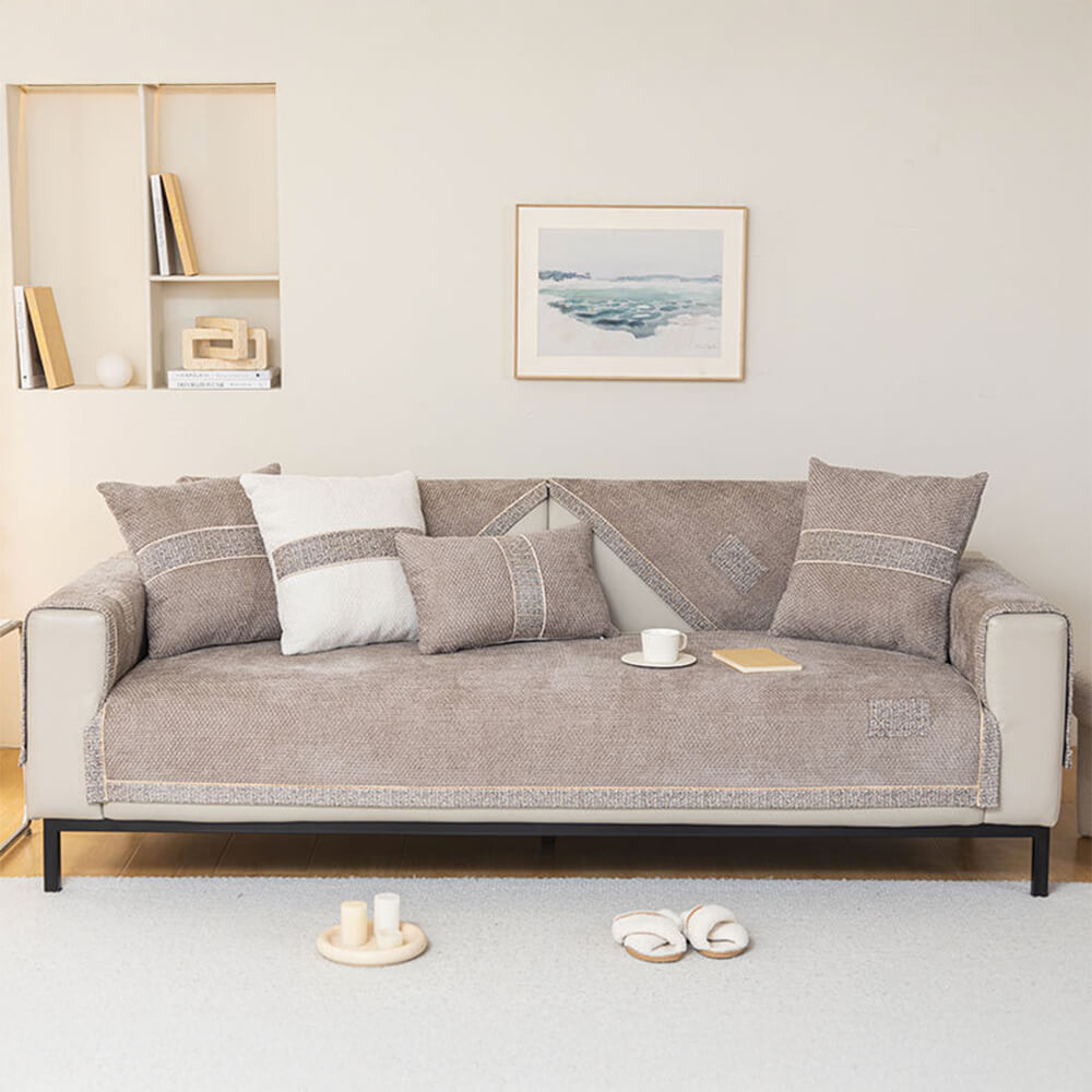 Copridivano Antiscivolo in Chenille Tweed Moderno per Tutte le Stagioni