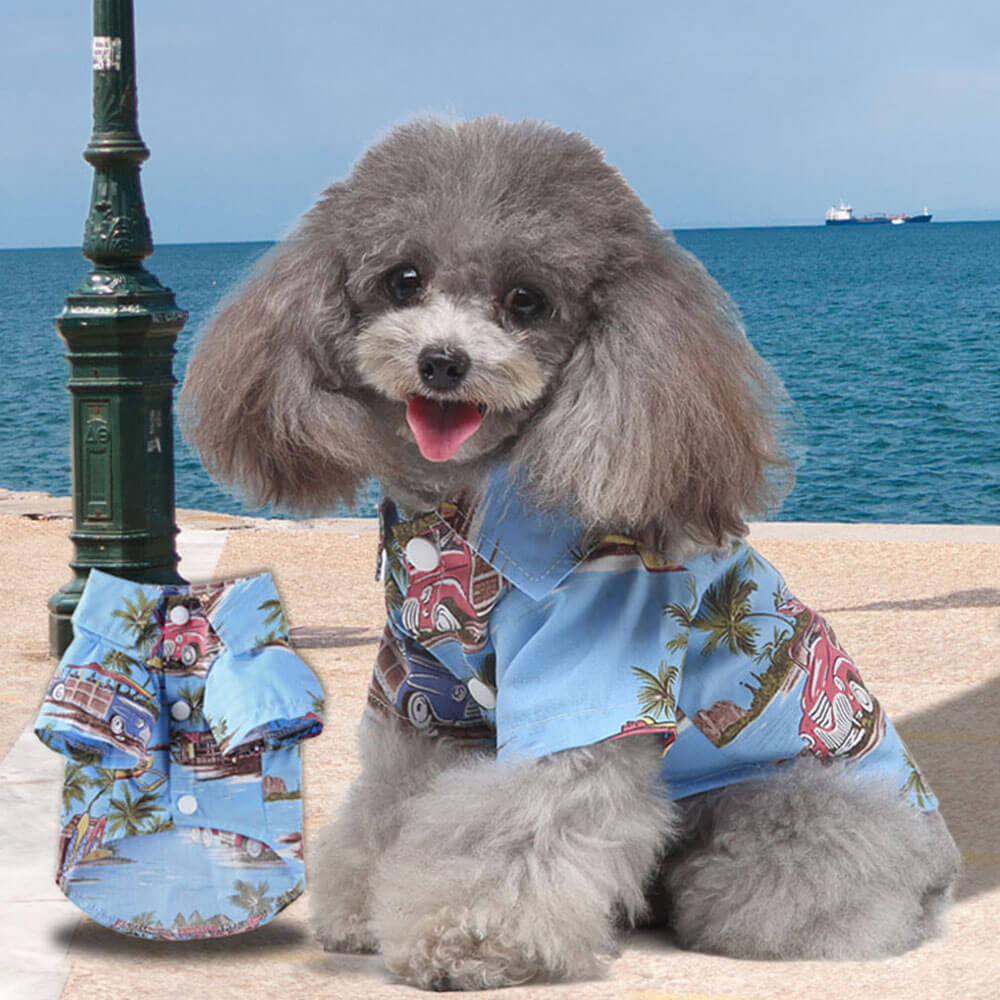 Pet Summer Spring Apparel Tropical Hawaiian Beach Print Shirt