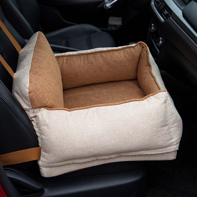 Cama para asiento de coche para perros de seguridad impermeable color café claro