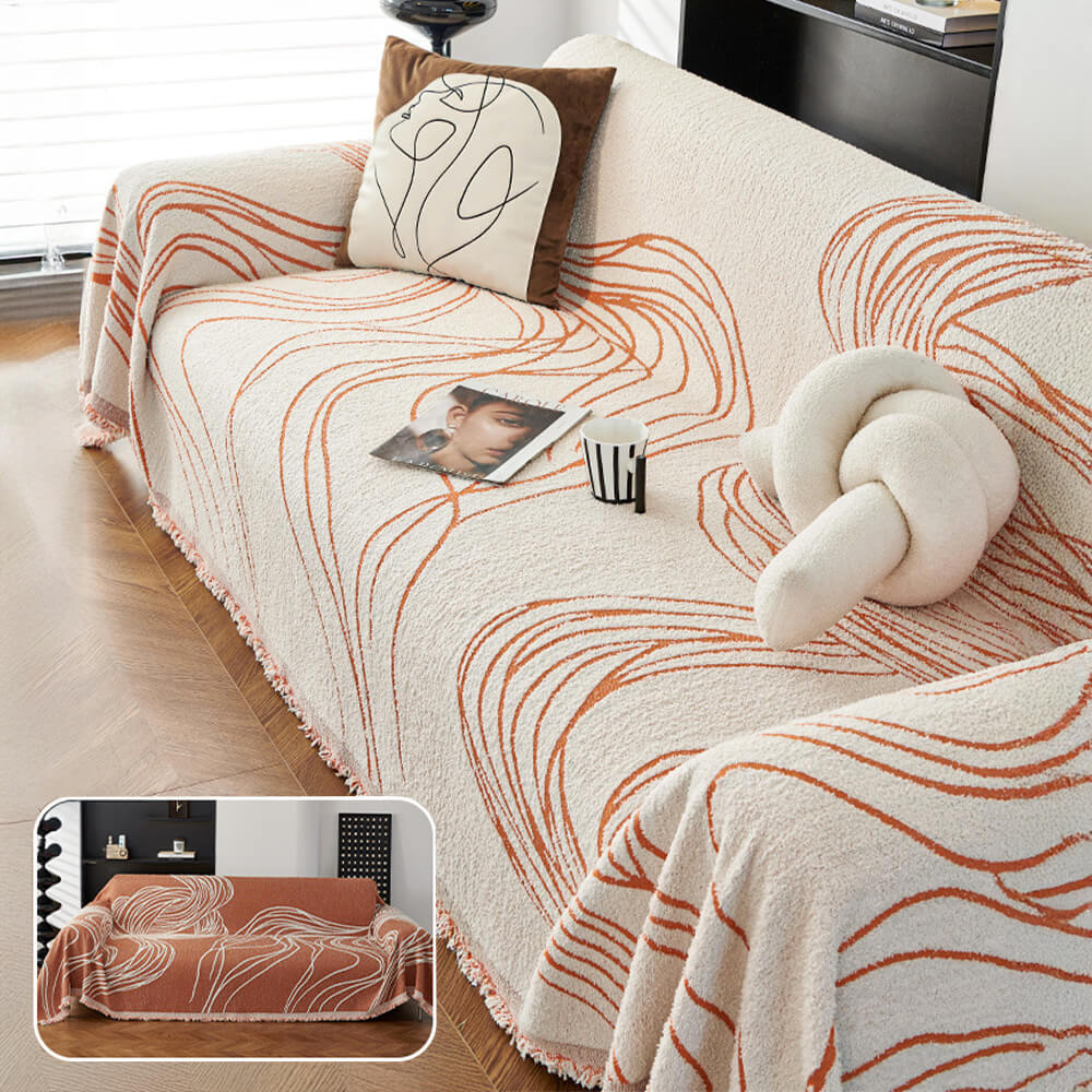Copertura per divano minimalista in chenille, reversibile, resistente ai graffi dei gatti e antiscivolo