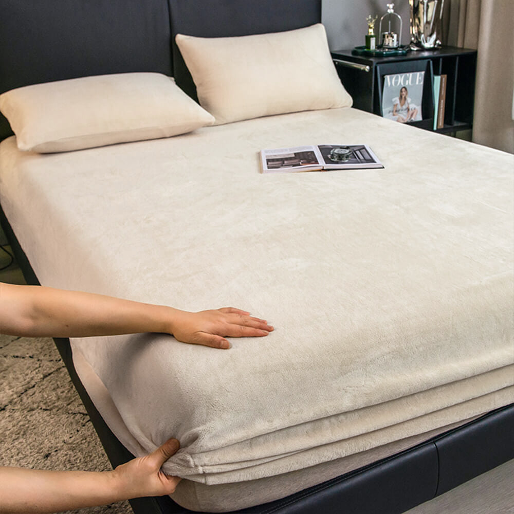 Copertura per materasso in misto cotone di velluto morbido color latte