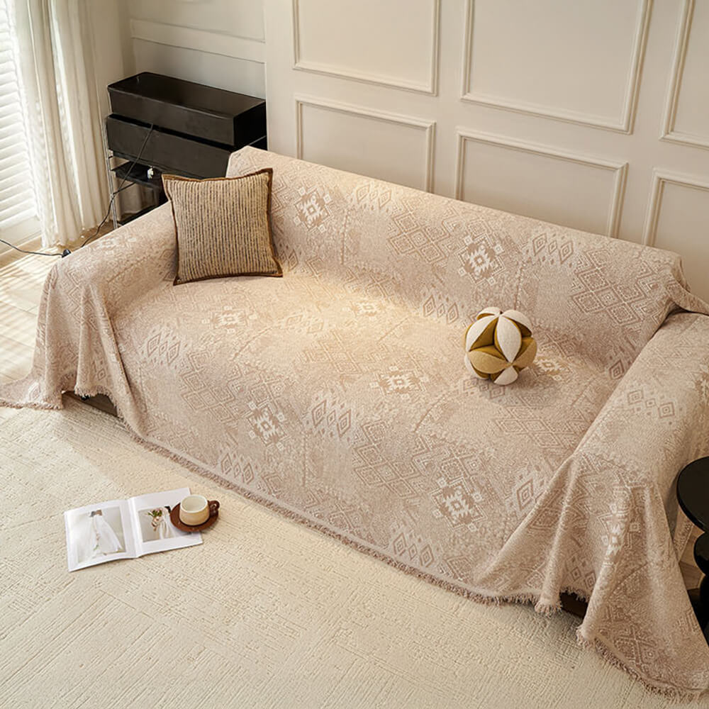 Copertura per divano reversibile in chenille con motivo marocchino, resistente ai graffi di gatto.