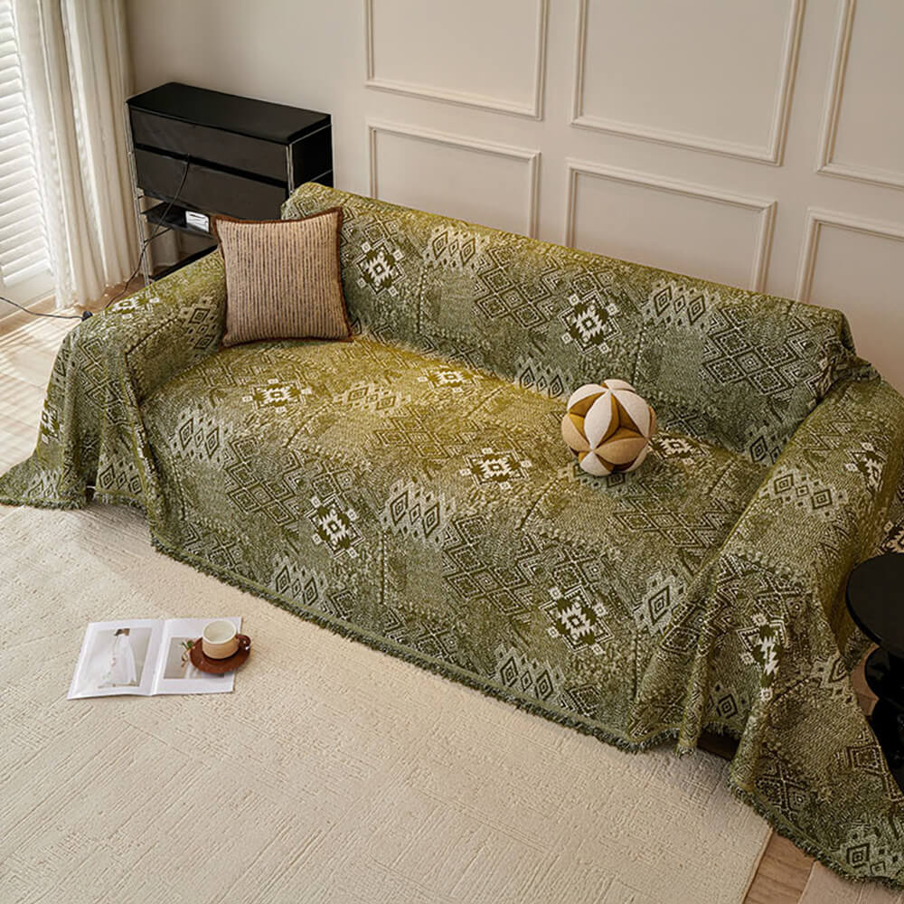 Copertura per divano reversibile in chenille con motivo marocchino, resistente ai graffi di gatto.