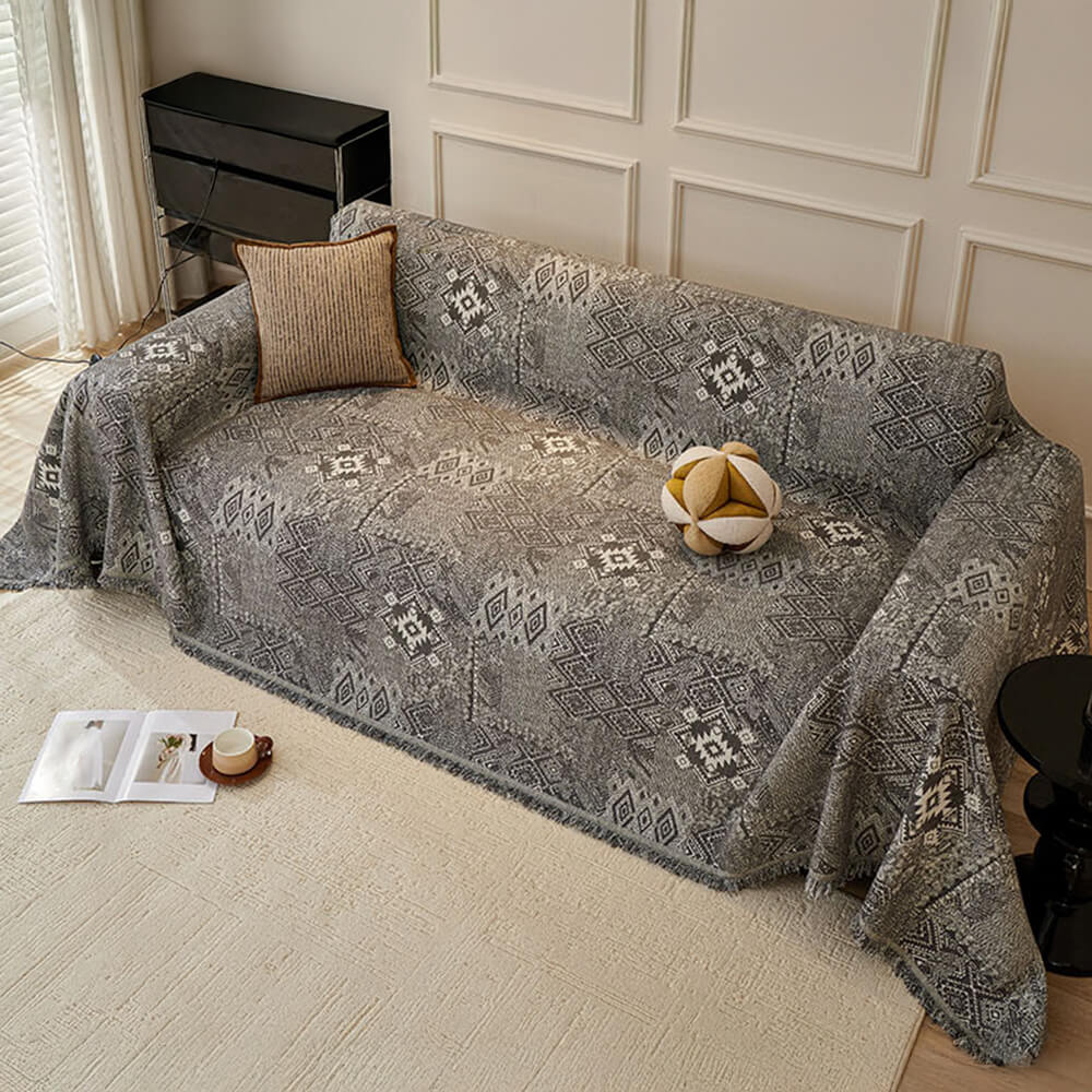 Copertura per divano reversibile in chenille con motivo marocchino, resistente ai graffi di gatto.