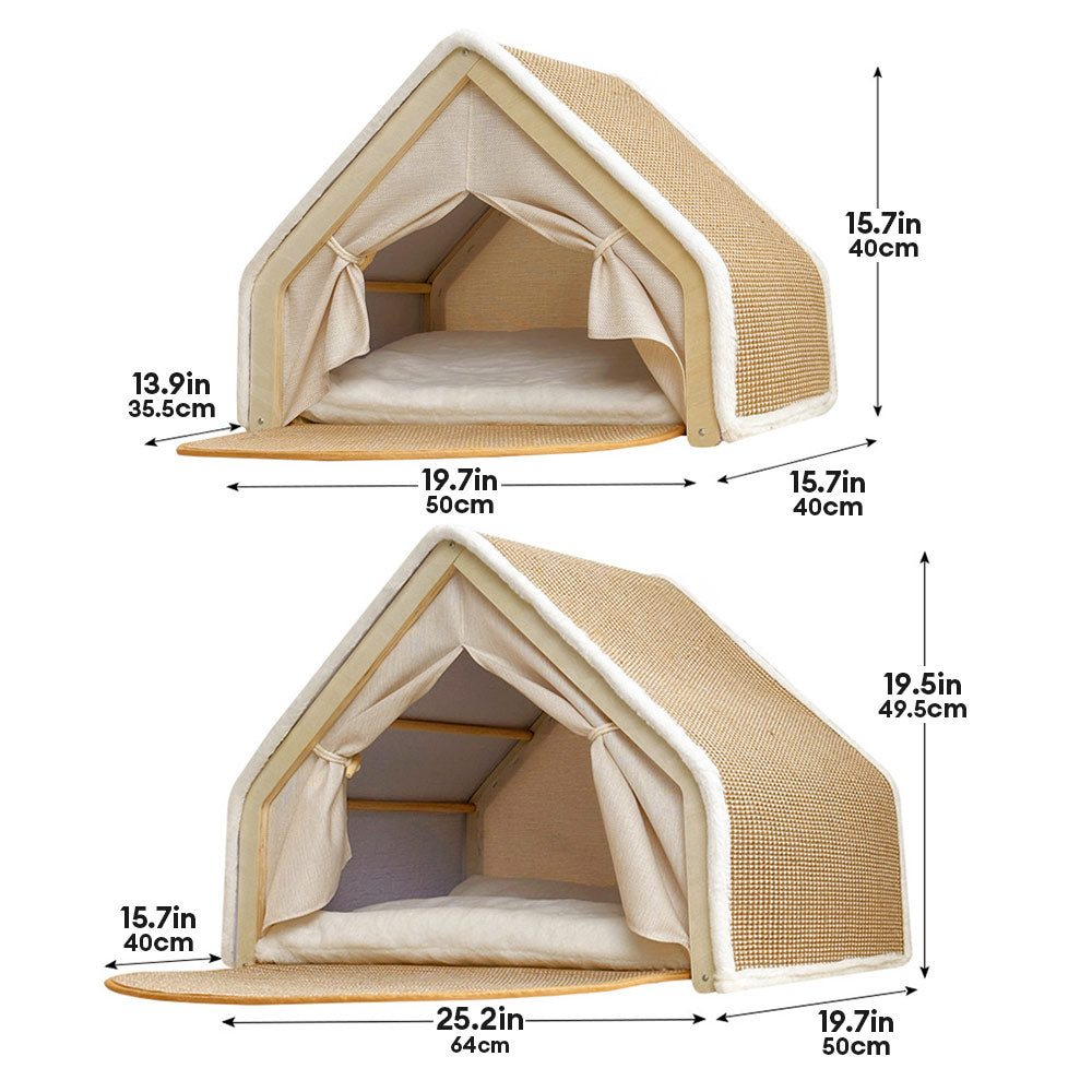 Tenda per gatti tutto-in-uno con tetto graffiabile e area per dormire accogliente