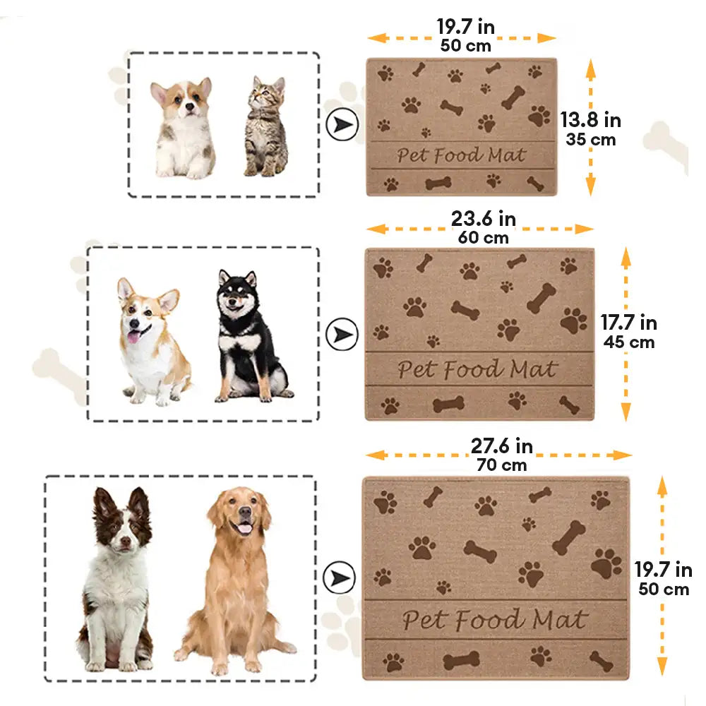 Tappetino per alimentazione non scivoloso e assorbente con motivo di zampe e ossa per cani e gatti