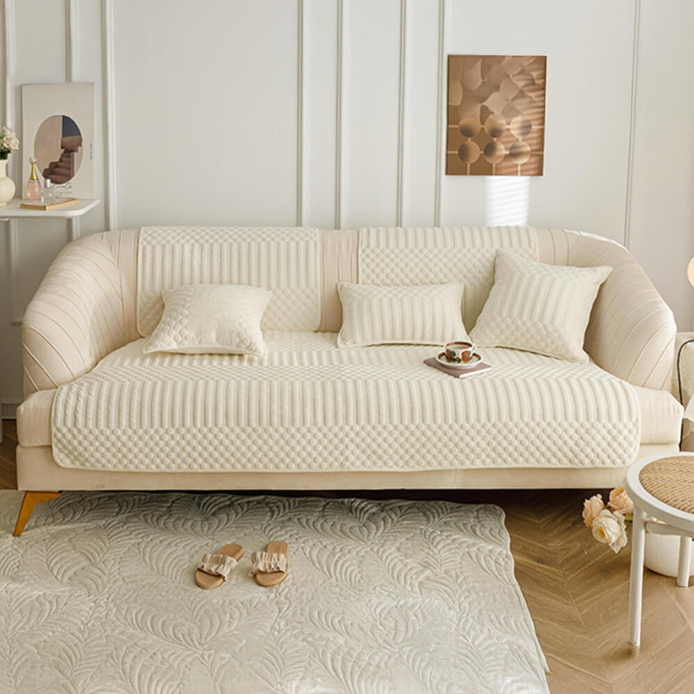 Warm Plush Vintage Non-Slip Couch Cover