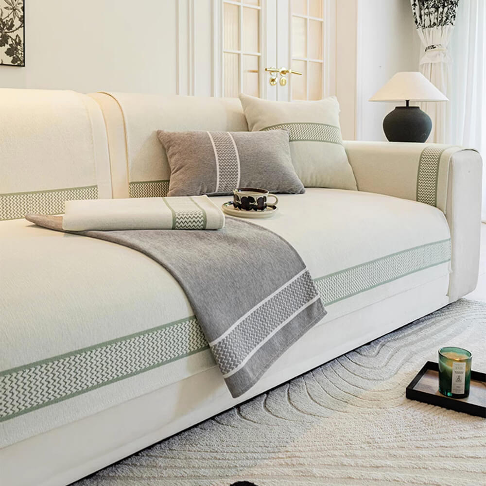Copertura per divano in chenille jacquard con design a bordo largo resistente ai graffi