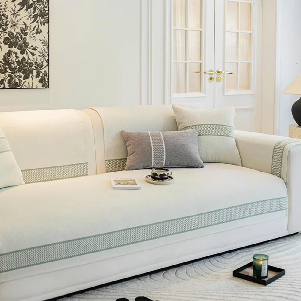 Copertura per divano in chenille jacquard con design a bordo largo resistente ai graffi