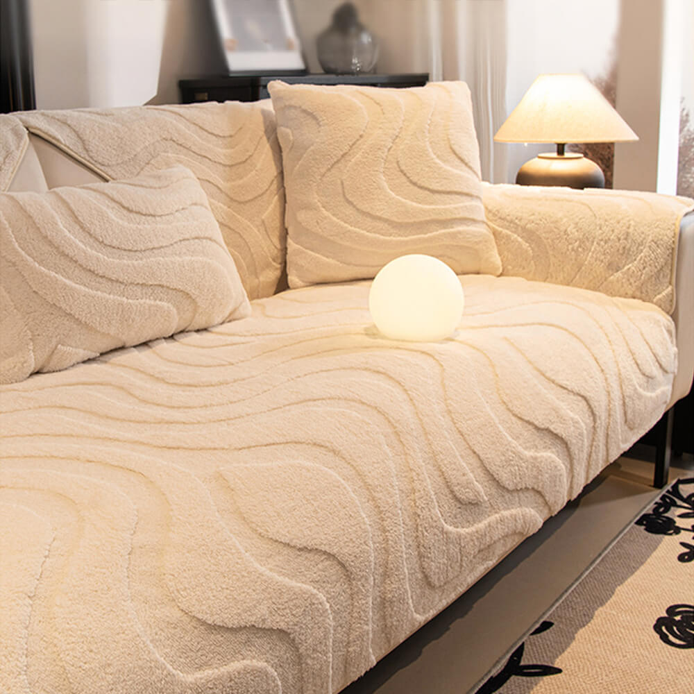 Copertura per divano antiscivolo in jacquard curvato in morbido peluche