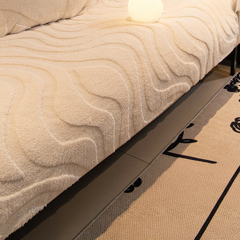 Copertura per divano antiscivolo in jacquard curvato in morbido peluche