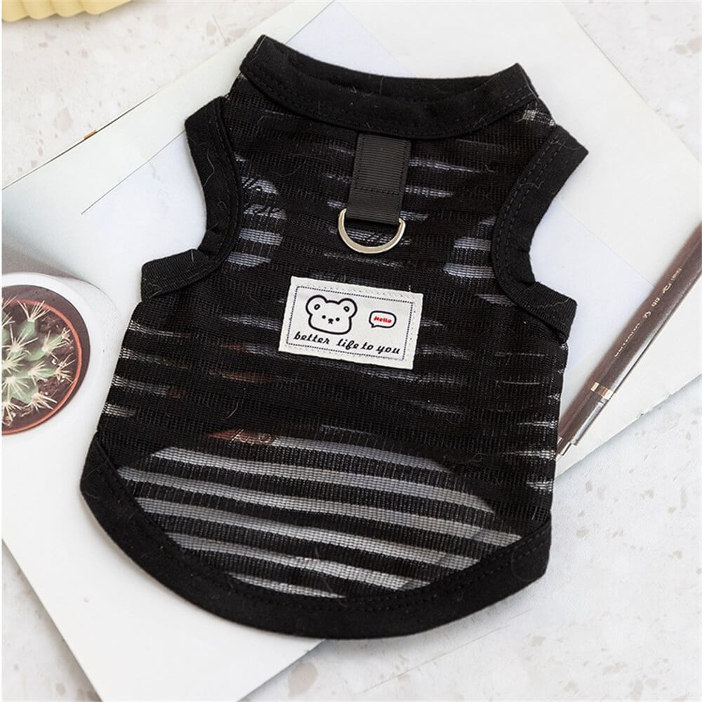Breathable bear patch traction pet clothing two-leg vest dog cat summer clothes