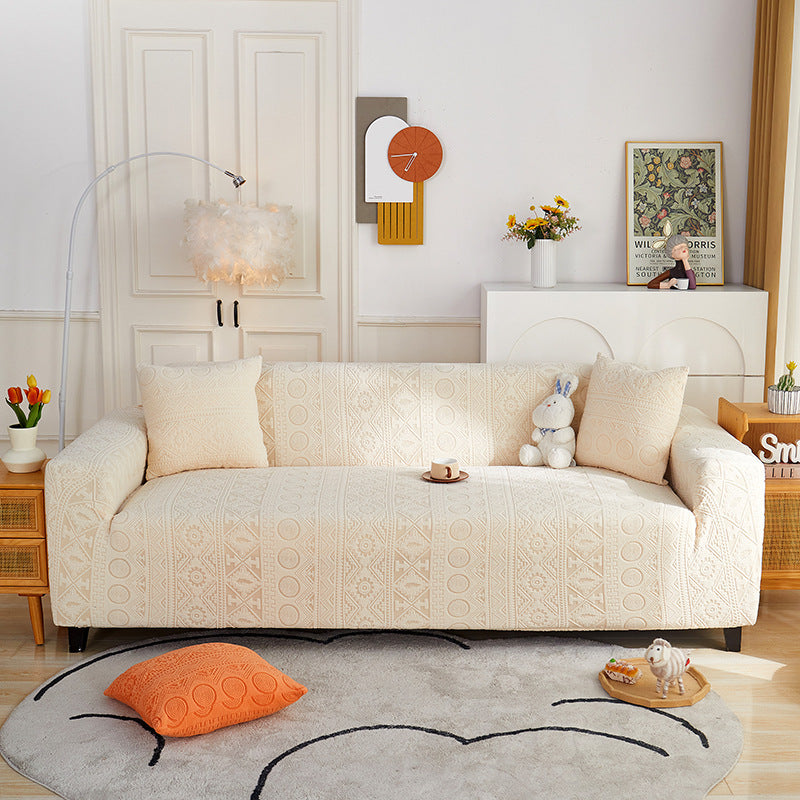 Copertura per divano Bohemien in jacquard elasticizzato, completa e antiscivolo, con fodera per cuscino.