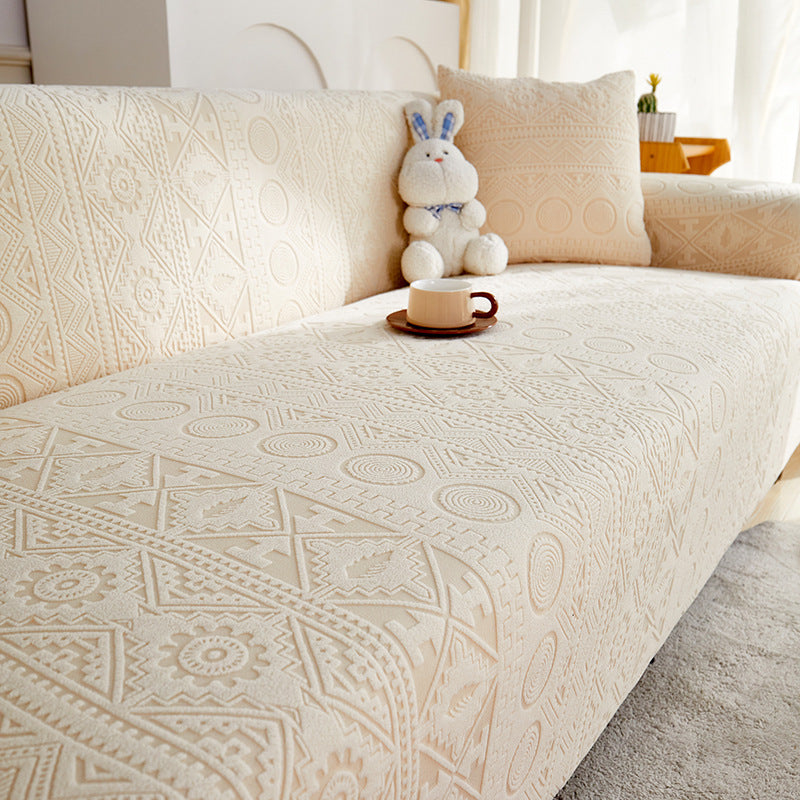Copertura per divano Bohemien in jacquard elasticizzato, completa e antiscivolo, con fodera per cuscino.