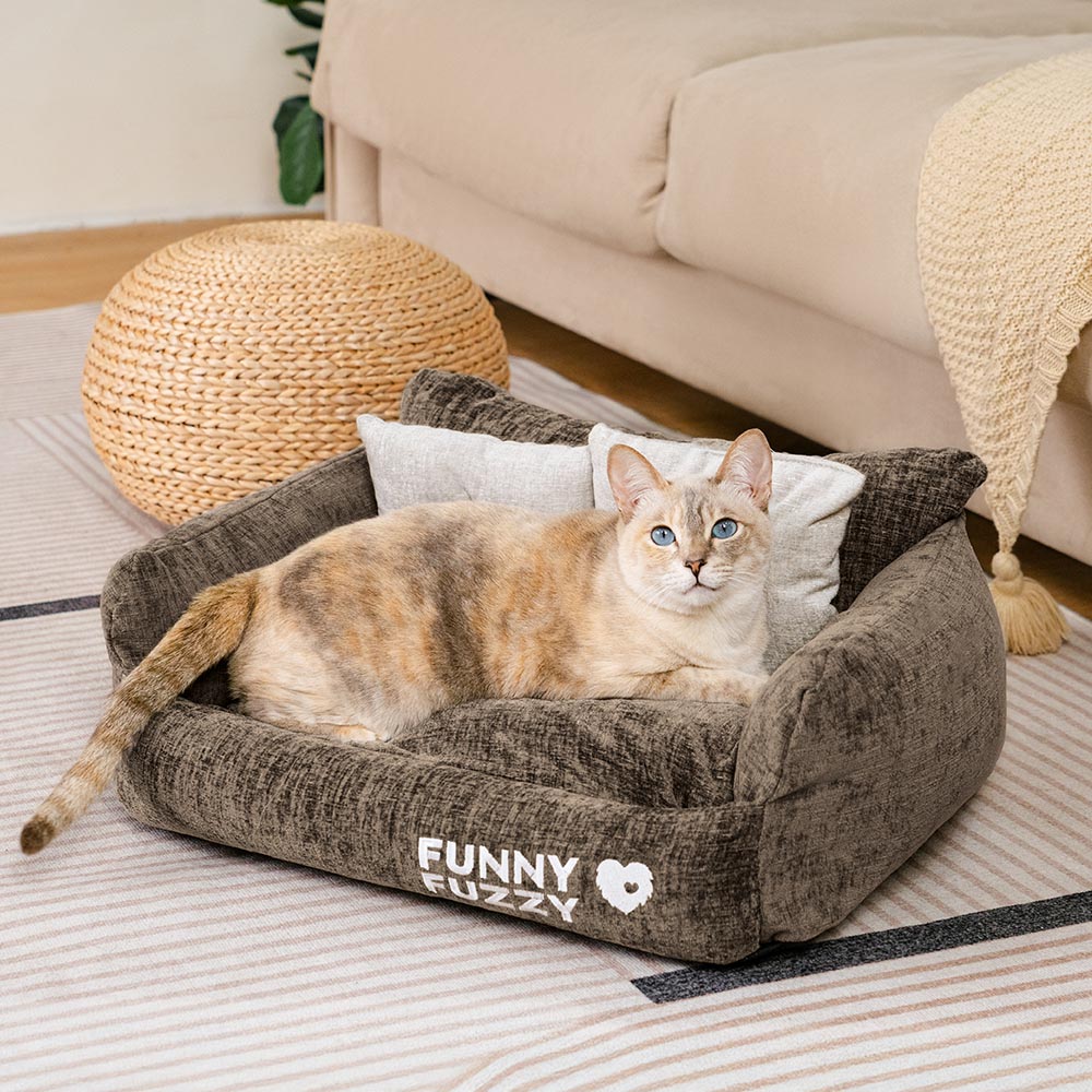 Divano letto per gatti in chenille vintage lavabile e morbido
