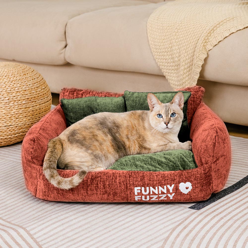 Vintage Chenille Washable Soft Cat Sofa Bed