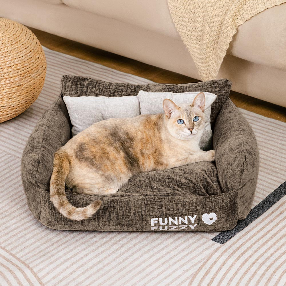 Divano letto per gatti in chenille vintage lavabile e morbido