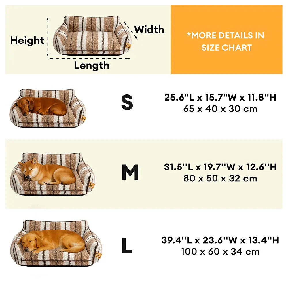 Letto per cani e gatti pieghevole lavabile in morbido tessuto caldo a strisce - MochaSnug