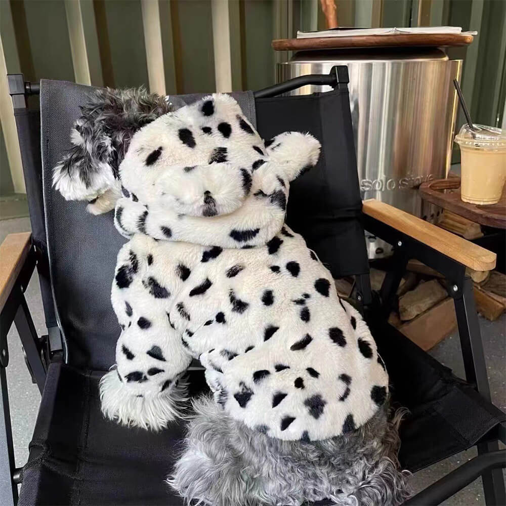 Felpa con cappuccio per cani con stampa dalmata - Abbigliamento invernale accogliente e adorabile