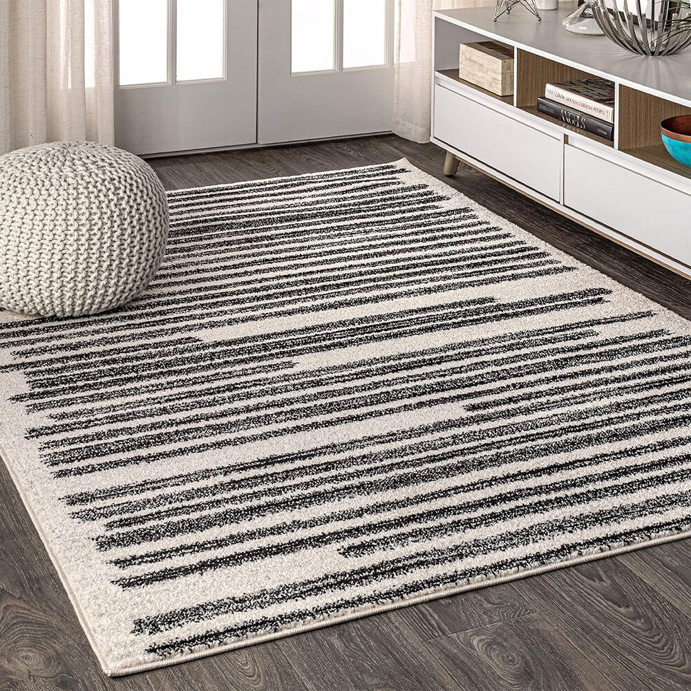 Tappeto domestico in stile moderno semplice a trama lineare effetto cashmere.