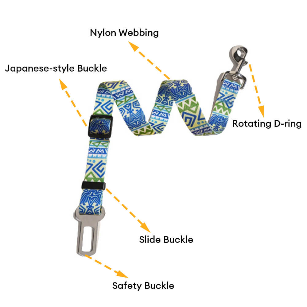 Adjustable Printed Nylon Dog Leash Pet Car Seat Belt