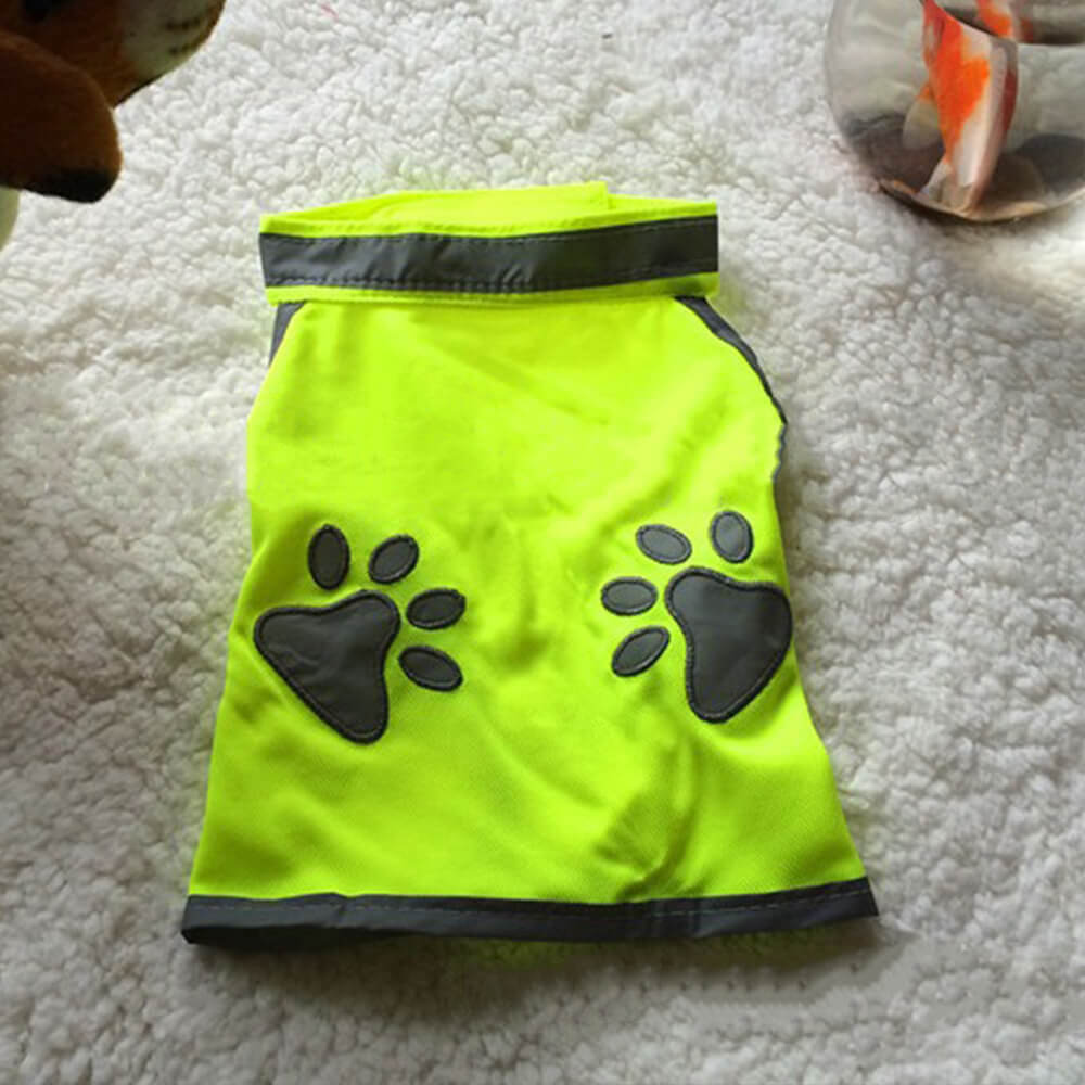 Pet Dog Clothes Fluorescent Green Reflective Dog Paw Safety Bright Color Vest