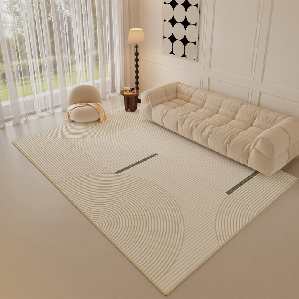 Tappeto in cashmere minimalista moderno a strisce cremoso