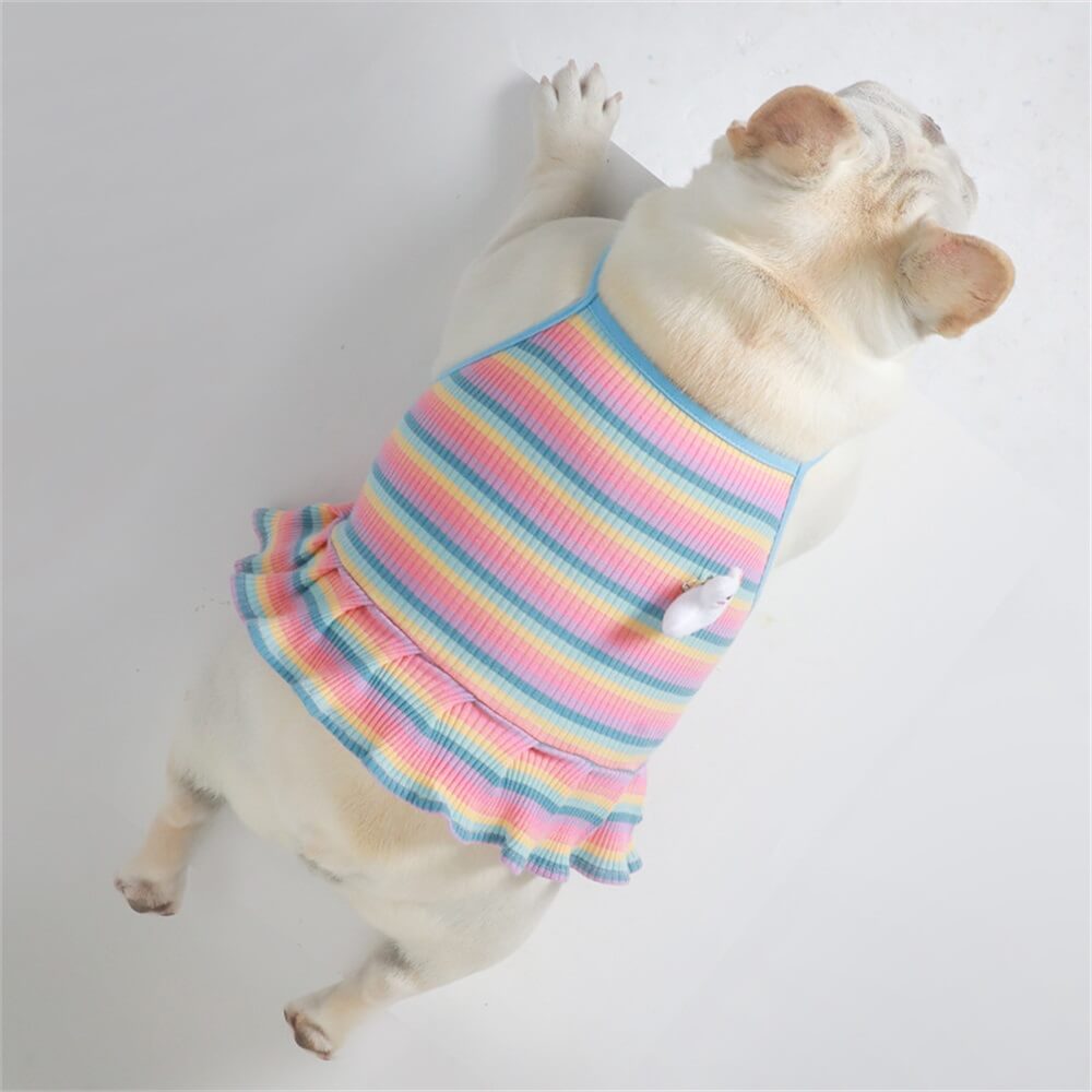 Pet dog clothes summer couple rainbow striped vest or dress