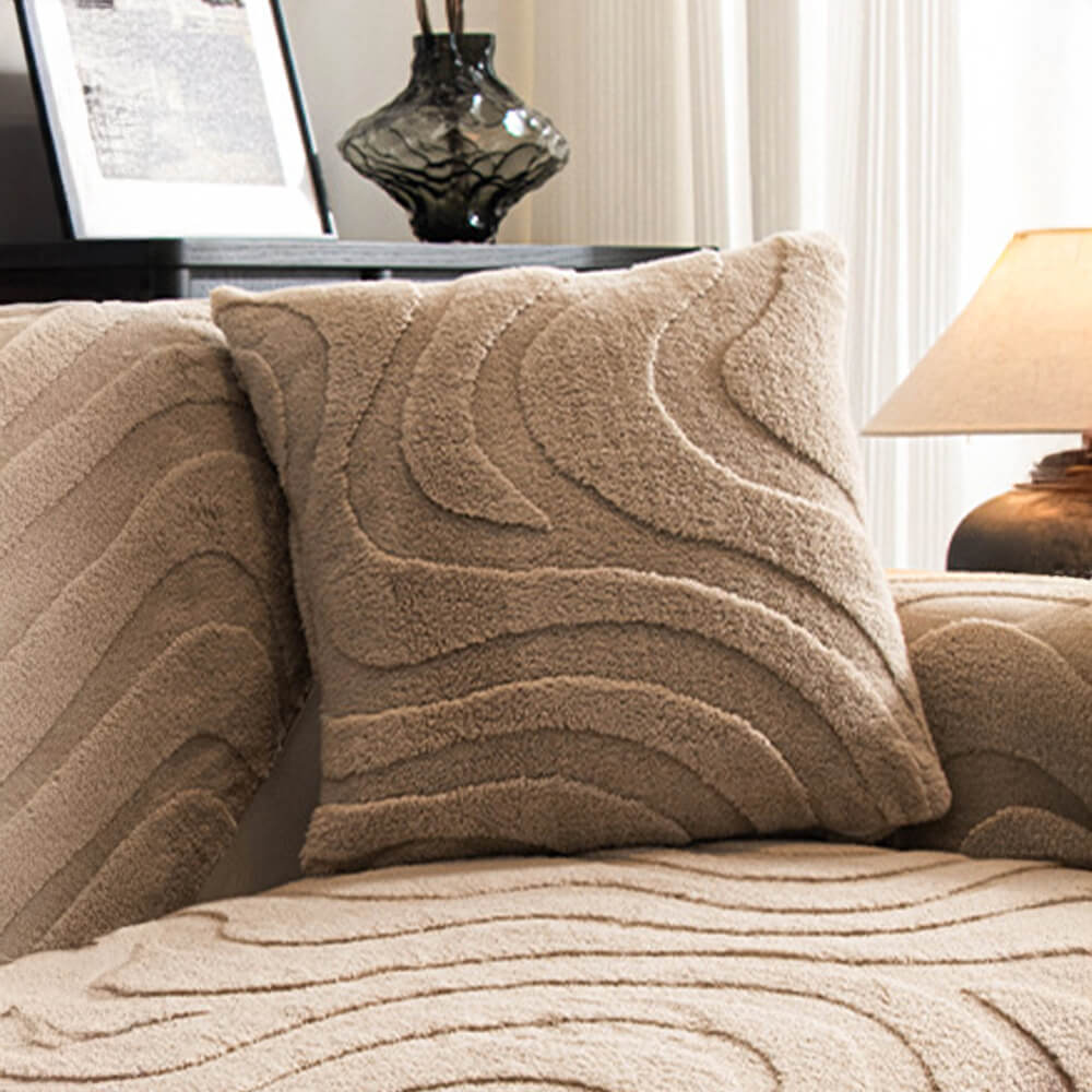 Copertura per divano antiscivolo in jacquard curvato in morbido peluche