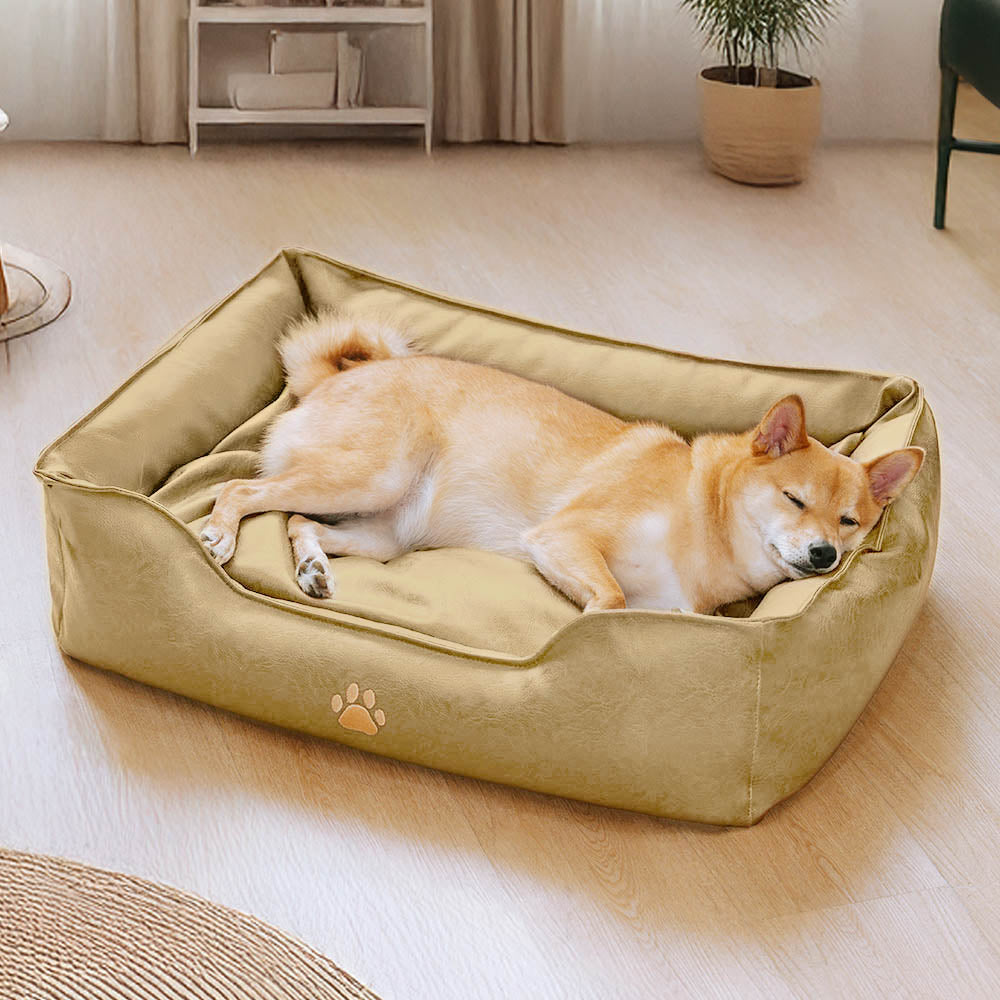 Letto per cani in pelle ecologica impermeabile, rimovibile e di lusso.