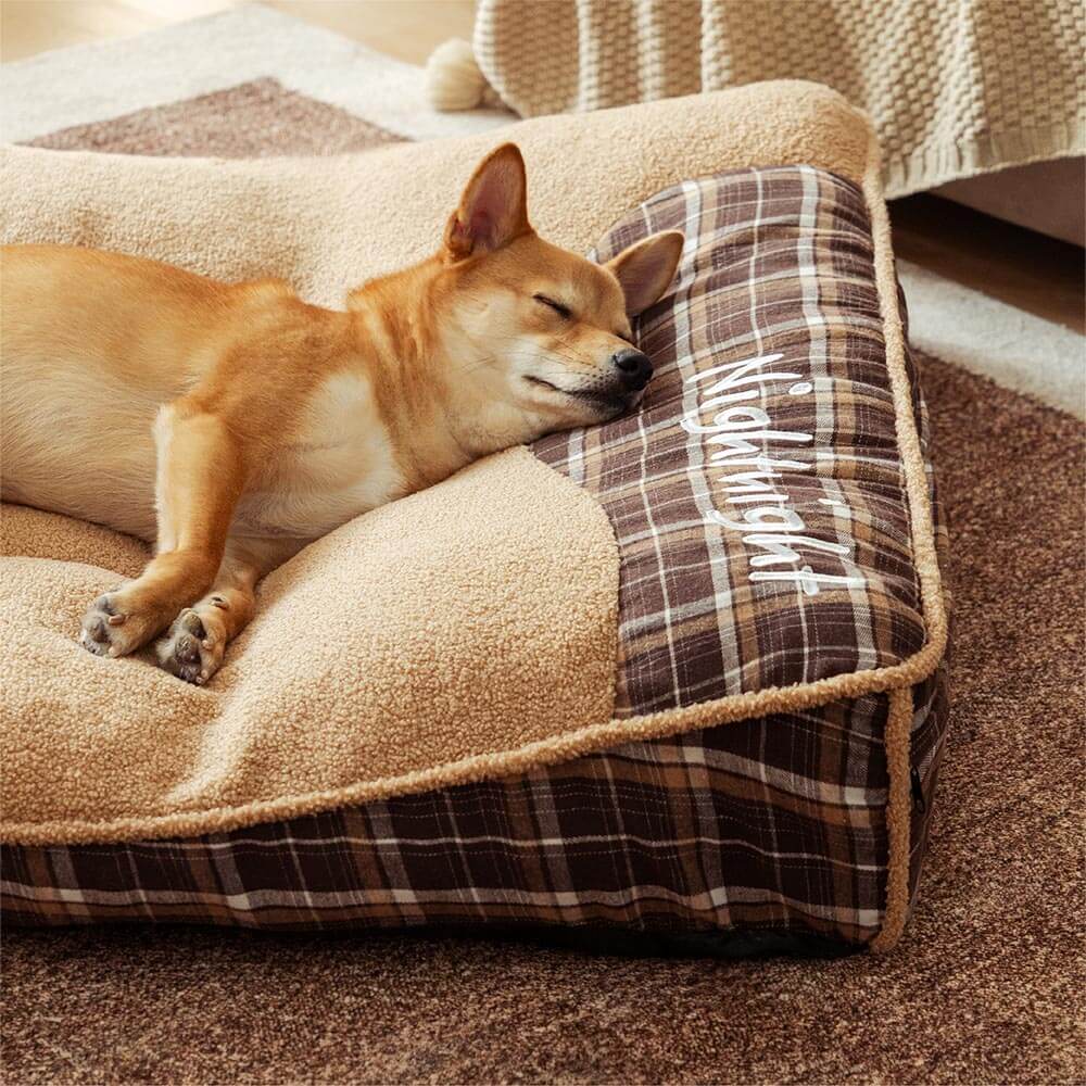 Letto per cani rettangolare extra large lavabile in tessuto teddy fluffy - Buonanotte