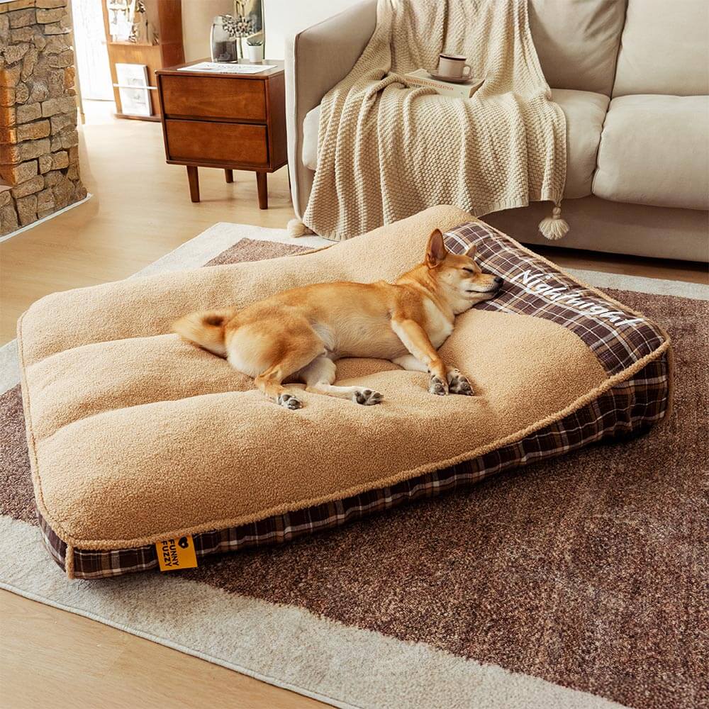 Letto per cani rettangolare extra large lavabile in tessuto teddy fluffy - Buonanotte