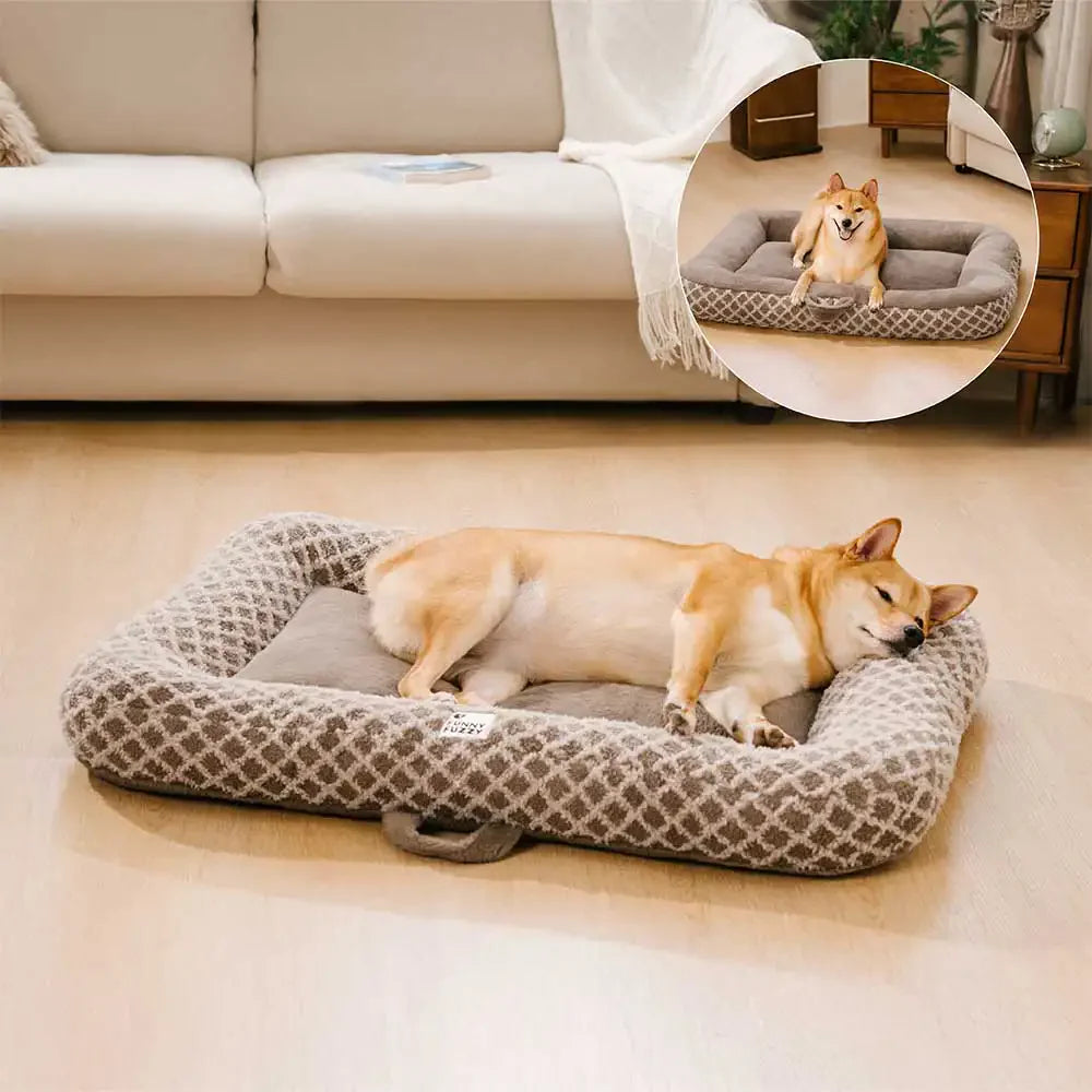 Tappetino per animali domestici in peluche multiuso double face a quadri a diamante - ComfyEase