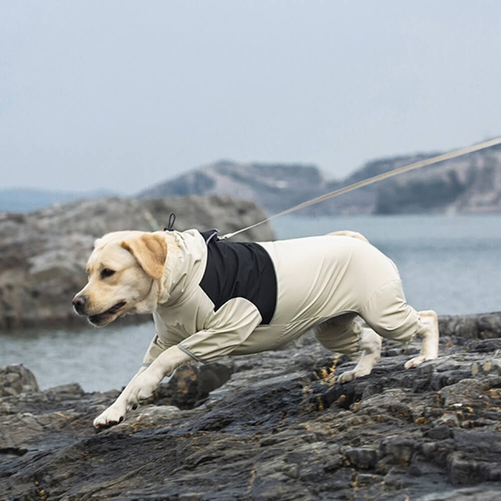 Waterproof Turtleneck Elastic Fit Dog Raincoat With Reflective Strip