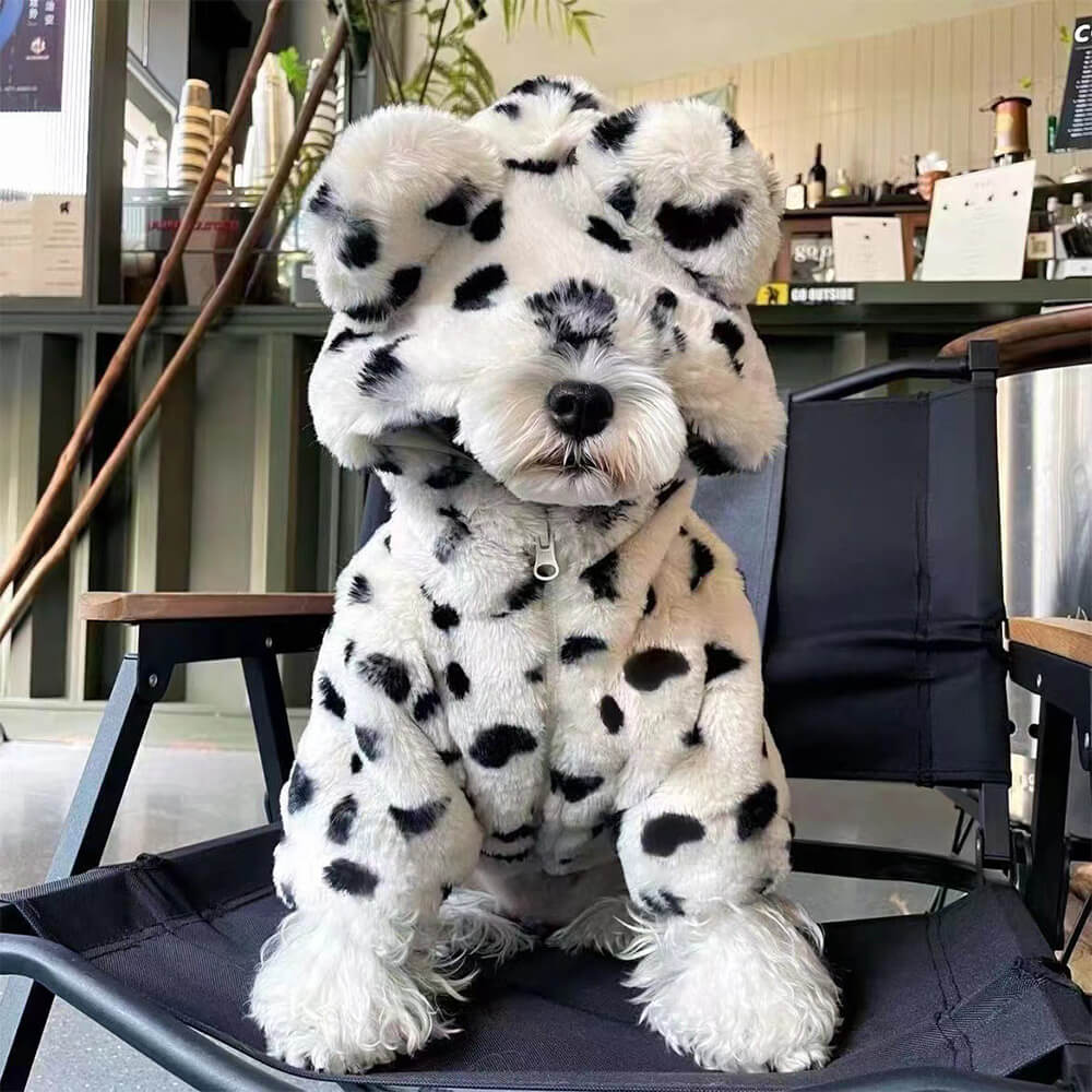 Felpa con cappuccio per cani con stampa dalmata - Abbigliamento invernale accogliente e adorabile