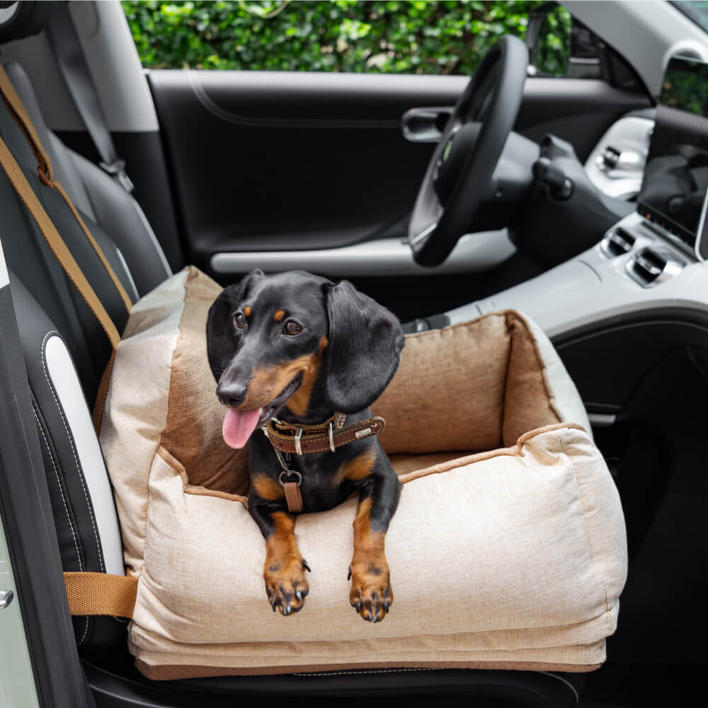 Lit de siège de voiture pour chien de sécurité imperméable à l'eau café clair