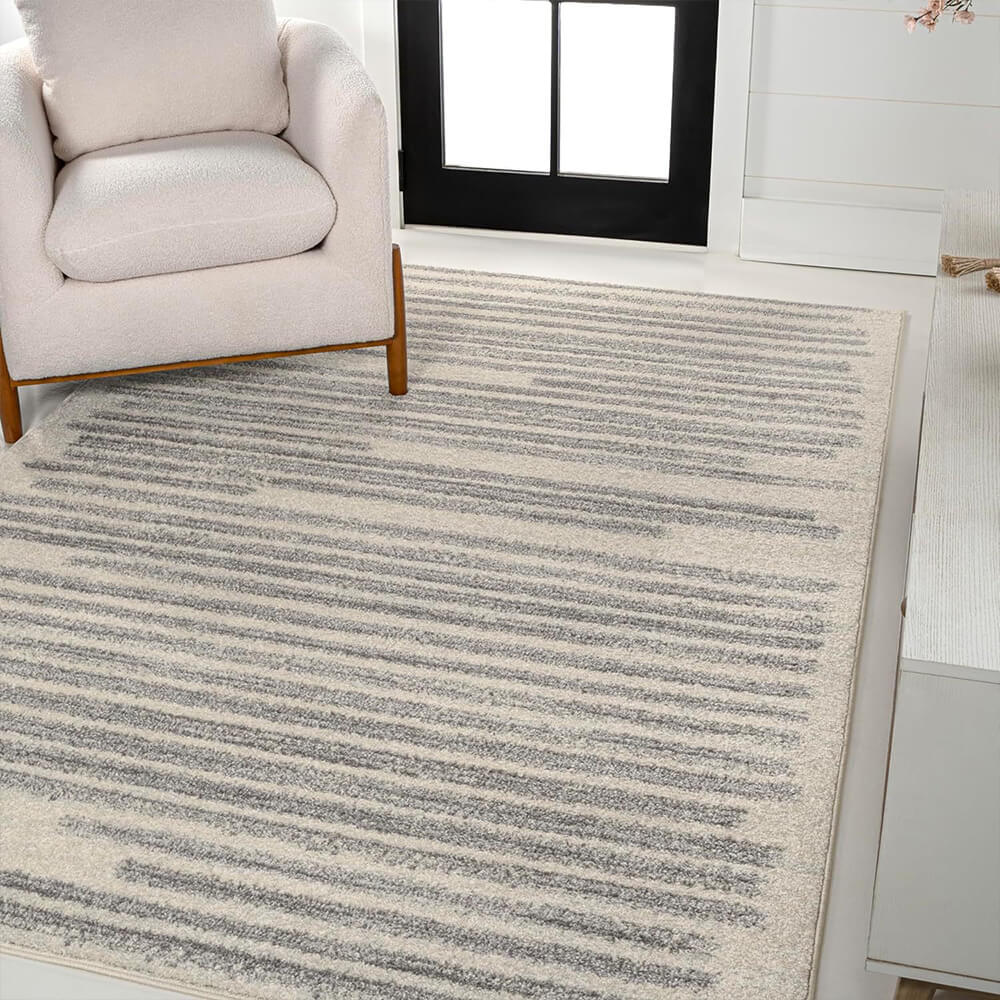 Tappeto domestico in stile moderno semplice a trama lineare effetto cashmere.