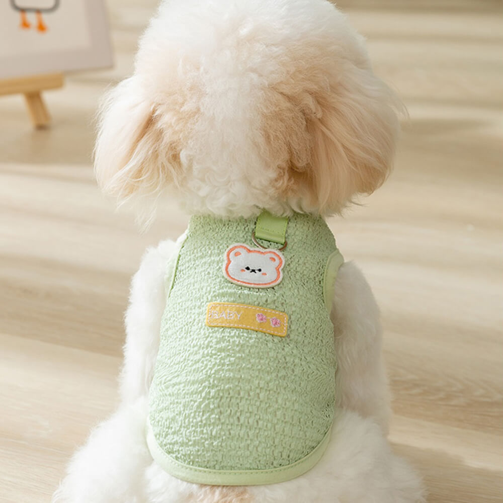 Breathable bear patch traction pet clothing two-leg vest dog cat summer clothes